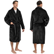 Mens Fleece Robe Bathrobe Soft Bath Robe Lightweight Long Soft Shower Spa 3Sizes picture