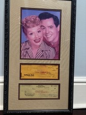 Lucille Ball & Desi Arnez Signed Checks. Matted w/CoA picture
