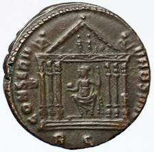 MAXENTIUS Authentic Ancient 311AD Rome Genuine Roman Coin ROMA in TEMPLE i111970 picture