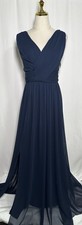 Vivian Diamond Dessy Collection Dress Maxi 16R Gown Formal Evening Navy Blue New picture