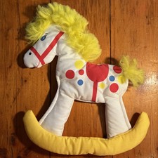 Vintage 1985 Wooltex Clown & Rocking Horse Plush Wall Hangings Nursery  picture
