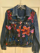 ​Joseph Ribkoff Embellished Sequin & Embroidered Denim Jacket-Size Medium picture