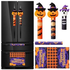 ELAMAS 5 Pack Halloween Refrigerator Handle Covers, Pumpkin 5 Packs, picture