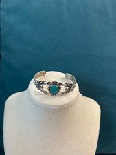 Vintage Southwestern Silver Turquoise Cuff Brac Mfg by Bell Trading Post picture