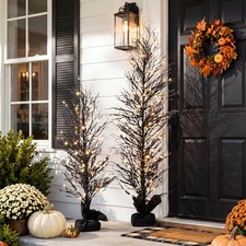 2 Pcs Halloween Black Twinkling Tree 3ft 5ft Artificial Tree picture