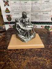The Pieta by Michelangelo Jesus Christ and Mother Mary statue on wood base picture