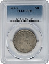 1843-O Seated Liberty Half 50c VG08 PCGS 951827-16 picture