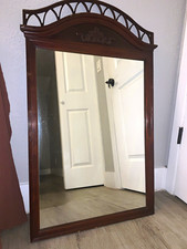 Vintage Federal Style Scroll Top Mahogany Mirror 38” x 22” picture