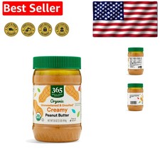 100% USA Peanuts - Organic, Unsweetened 16oz Creamy Peanut Butter for Recipes picture