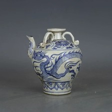‌Yuan Dynasty Blue-and-white Porcelain Dragon Motif Three-Lug Ewer/Porcelain Pot picture