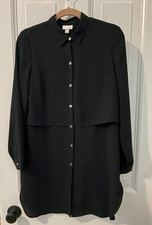 J. Jill Black Layered Longline Button-Front Tunic Shirt, sz S, VG condition picture