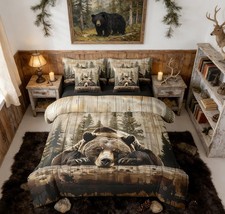 Feelyou 7 Piece Grizzly Bear Bed In Bag Queen Wild Animal Hunting Sheet Set picture