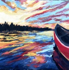 Landscape Sunset Lake Acrylic Art Print 4x4 picture