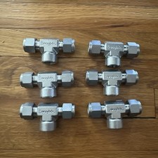 Lot of 6 Swagelok SS-600-3TTF Female Branch Tee 3/8 × 3/8 × 1/4 FNPT New picture