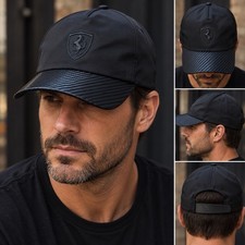 Ferrari Scuderia Black Carbon Fiber Look Adjustable Baseball Cap Hat Official picture