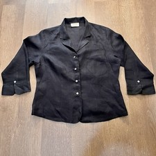 TALBOTS PETITES 100% Linen Collared Blouse | 3/4 Sleeve picture