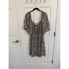 Wrangler Retro Neutral Paisley Short Sleeve Mini Dress Elastic Waist XXL picture