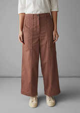 MINT Toast Panelled Cotton Twill Wide Pants Trousers Light Brown Women's UK12 picture