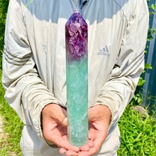 1.86LB Large Natural colored fluorite crystal column obelisk healing specimen picture