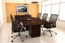 12 ft Conference Table with Power and Data Ports 6 Outlets 6 USB Espresso White picture
