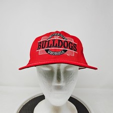 Vintage Geogia Bulldogs Snapback Hat 80s Made In USA Red NCAA Logo picture