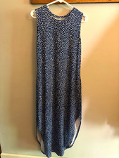 J.Jill Women’s Blue/White Polka Dot Maxi Dress, Sleeveless picture