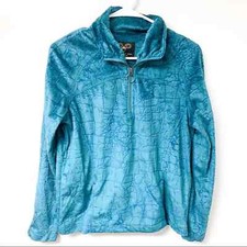 Wooly Bully Wear Teal Quarter Zip Soft Fuzzy Pattern Jacket Size Small picture