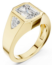 Emerald Certified 2.5 Ct Lab Grown Diamond Engagement Men's Ring 14K Gold Over picture