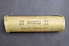 1963 D JEFFERSON NICKEL ORIGINAL BANK WRAP ROLL Bowser OBW 5 CENTS UNC ROLL picture