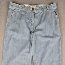 Tintoretto Pants Womens 34 Blue Straight Leg Cotton Trousers Casual Made Turkey picture