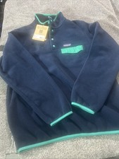 Patagonia Synchilla Snap T Fleece Pullover Womens Large NWT Navy Teal FA16 picture