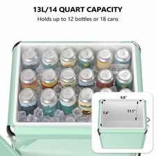 Portable 14QT Vintage Metal Cooler, Ice Chest Box Retro In/Outdoor BBQ Camping picture