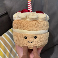 Jellycat Amuseables Strawberry Birthday Cake Plush Toy Cute Collectible Gift NWT picture