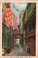 Sous le Cap Street Quebec City Canada Vintage Postcard Colorful Alley picture