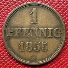 Germany, Hannover 1855-B Copper 1 Pfennig. George V. KM# 221 picture