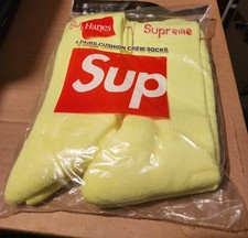 Supreme x Hanes SS23 cushion crew socks, 4-pack in fluorescent yellow picture