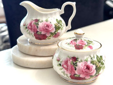 Vintage Royal Patrician Miniature Creamer and Sugar Rose Fine Bone China  picture