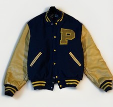 Vintage Holloway Paper Planes Varsity Jacket XL Navy Letterman P Wool leather picture