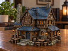 Medieval Tavern House 3D Printed Unpainted D&D Tabletop Decor Model Gift picture