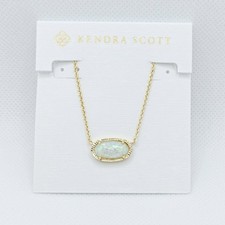 Kendra Scott Elisa Gold Plated Pendant Necklace in White Opal picture