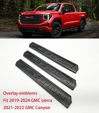 Overlay 3PC Matte black Door Rear Elevation Emblem 2019+ Sierra 1500 2021+Canyon picture