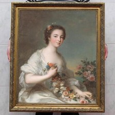 Old Master-Art Antique Oil Painting Portrait Noblewoman  lady on canvas 24