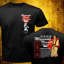 Japanese Samurai Miyamoto Musashi Niten Ichi Ryu 2 Katana Kendo School T-shirt picture