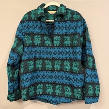 Vintage 1960s Fox Knapp Wool Pullover Medium Blue Green  picture