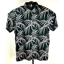 TravisMathew Buzz Words Golf Polo Shirt Mens Large L Black Blue Palm Tropical picture