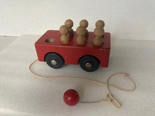 Vintage Creative Playthings Peg Bus Wooden Toy With People USA Made picture