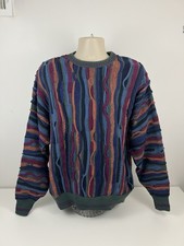 VTG Florence Tricot Textured Sweater Mens Size L Large 3D Knit Coogi Style picture