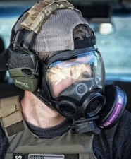 MSA Millennium Gas Mask. W/Drop Leg Pouch used and original used clear lens READ picture