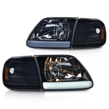 for 97 04 Ford F150 97 99 F250 97 02 Expedition Headlights LED DRL Smoky Black picture