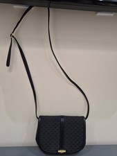 Vintage Gucci Black GG Canvas Leather Trim Crossbody Bag Authentic Black 80s picture